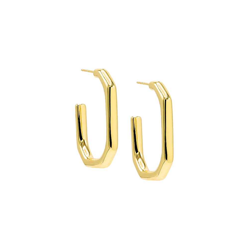 Gold Solid Octagon Shaped Open Hoop Earring - Adina Eden's Jewels