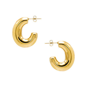 Gold Mini Solid Open Oval Hoop Earring - Adina Eden's Jewels