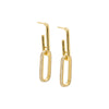 Gold Solid/Pavé Double Link Drop Stud Earring - Adina Eden's Jewels