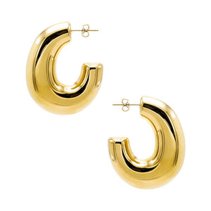 Gold Solid Vintage Hoop Earring - Adina Eden's Jewels