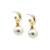Pearl White Dangling Chunky Pearl Huggie Earring - Adina Eden's Jewels