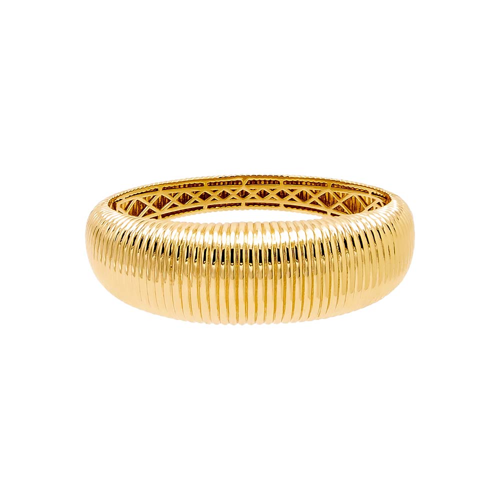 Gold Ridged Snake Chain Graduated Bangle Bracelet - Adina Eden's Jewels