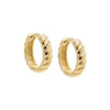 14K Gold / Pair / 13MM Ribbed Huggie Earring 14K - Adina Eden's Jewels