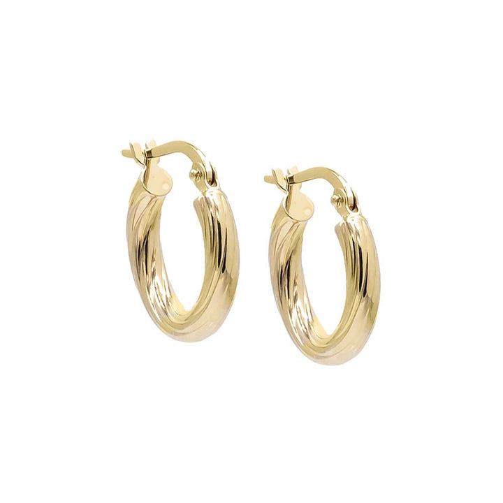 14K Gold Twisted Hollow Hoop Earring 14K - Adina Eden's Jewels