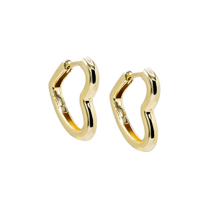 Gold / 19MM Solid Open Heart Huggie Earring - Adina Eden's Jewels