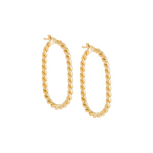 Gold / 47MM Elongated Twist Hoop Earring - Adina Eden's Jewels
