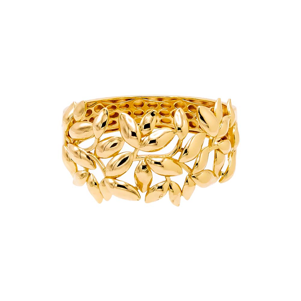 Gold Solid Multi Flower Petal Bangle Bracelet - Adina Eden's Jewels
