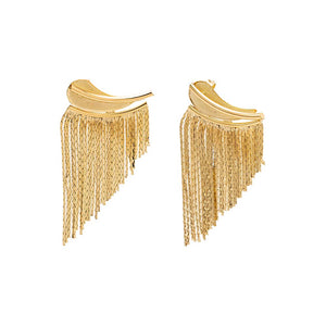Gold Front Back Chandelier Fringe Drop Stud Earring - Adina Eden's Jewels