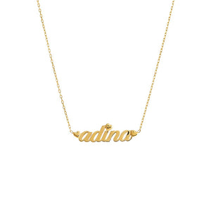 Gold Solid Heart Accented Nameplate Necklace - Adina Eden's Jewels