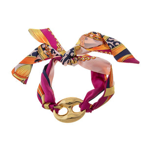 Multi Color Gold Mariner Vibrant Scarf Chain Necklace - Adina Eden's Jewels