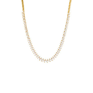 Gold CZ Graduated Marquise Tennis Necklace - Adina Eden's Jewels