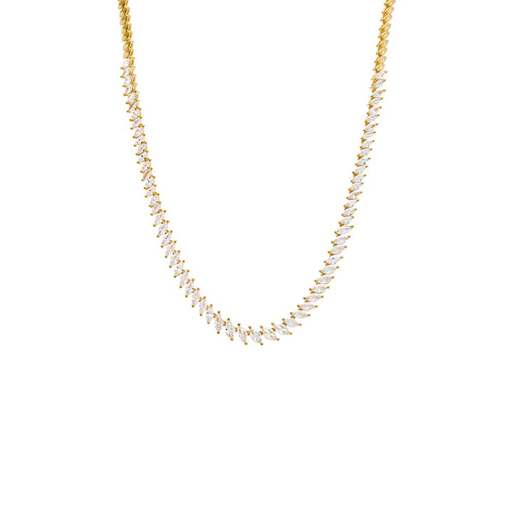 Gold CZ Graduated Marquise Tennis Necklace - Adina Eden's Jewels