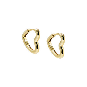 Gold / 12MM Solid Open Heart Huggie Earring - Adina Eden's Jewels