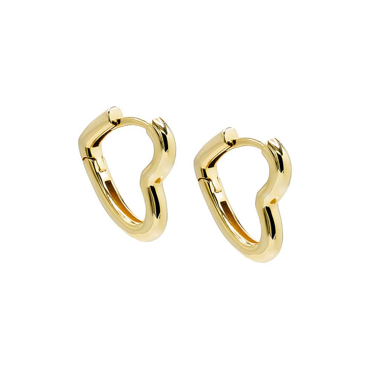 Gold / 15MM Solid Open Heart Huggie Earring - Adina Eden's Jewels