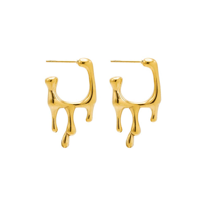  Dripping Gold Open Hoop Stud Earring - Adina Eden's Jewels