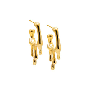 Gold Dripping Gold Open Hoop Stud Earring - Adina Eden's Jewels