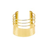 Gold Solid Wide Lined Cuff Bangle Bracelet - Adina Eden's Jewels