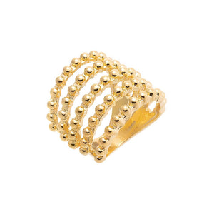 Gold / 7 Five Row Beaded Ball Ring - Adina Eden's Jewels
