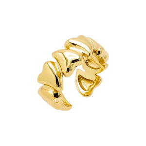 Gold Solid Curved Hearts Band Ring - Adina Eden's Jewels