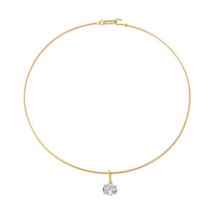 Colored CZ Oval Charm 
Solid Thin Wire Choker Necklace