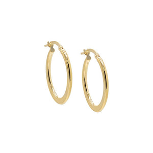 14K Gold Solid Slim Oval Hoop Earring 14K - Adina Eden's Jewels
