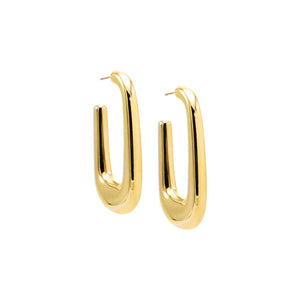Gold Thin Graduated Oval Shape Hoop Earring - Adina Eden's Jewels