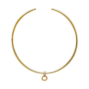 Gold Minimal Pavé Charm Collar Necklace - Adina Eden's Jewels
