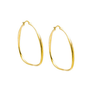 Gold Thin Solid Wavy Open Hoop Earring - Adina Eden's Jewels