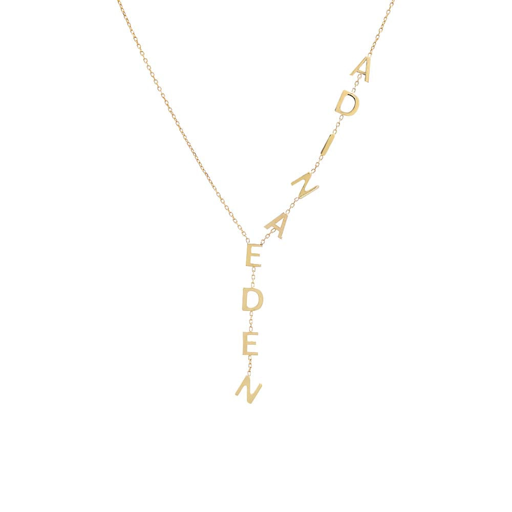 Adina Eden Solid Name Lariat Drop Necklace Y Jewelry