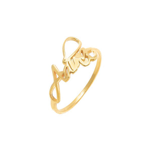 Gold / 5 Solid Script Lowercase Name Ring - Adina Eden's Jewels