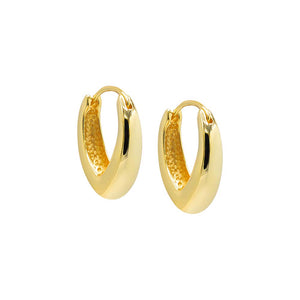 Gold Solid Wide Graduated Hoop Earring - Adina Eden's Jewels