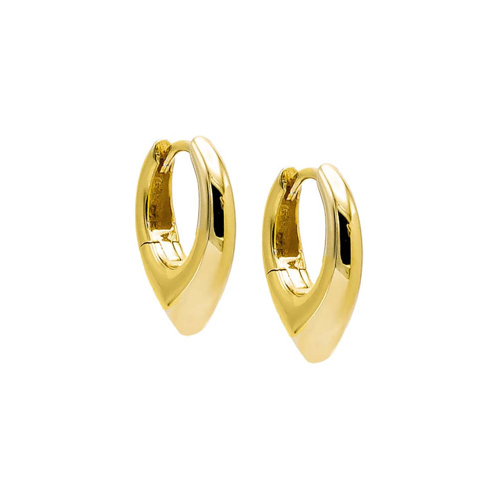 Gold Solid V Shape Graduated Huggie Earring - Adina Eden's Jewels
