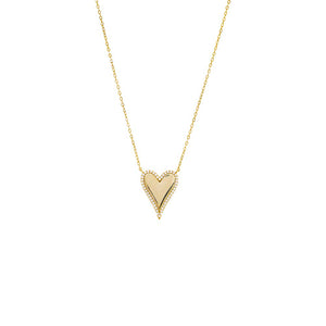 Gold Pave Outlined Elongated Heart Necklace - Adina Eden's Jewels