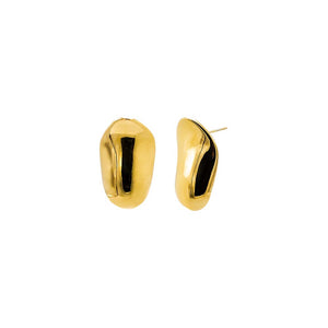 Gold Solid Pebble Stud Earring - Adina Eden's Jewels