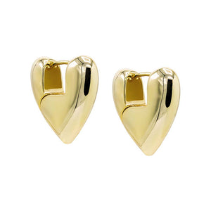 Gold Solid Super Chunky Heart Hoop Earring - Adina Eden's Jewels