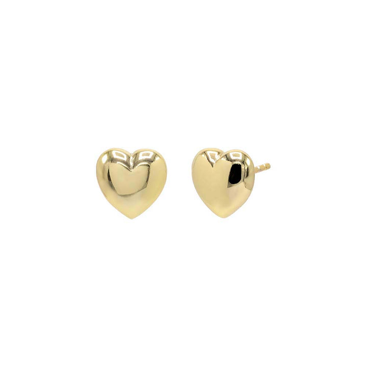 Gold / 7 MM Solid Puffy Heart Stud Earring - Adina Eden's Jewels