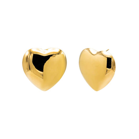 Solid Large Puffy Heart Stud Earring