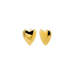 Gold Solid Puffy Heart Stud Earring - Adina Eden's Jewels