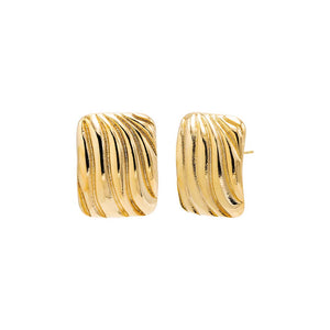 Gold Puffy Ridged On The Ear Stud Earring - Adina Eden's Jewels