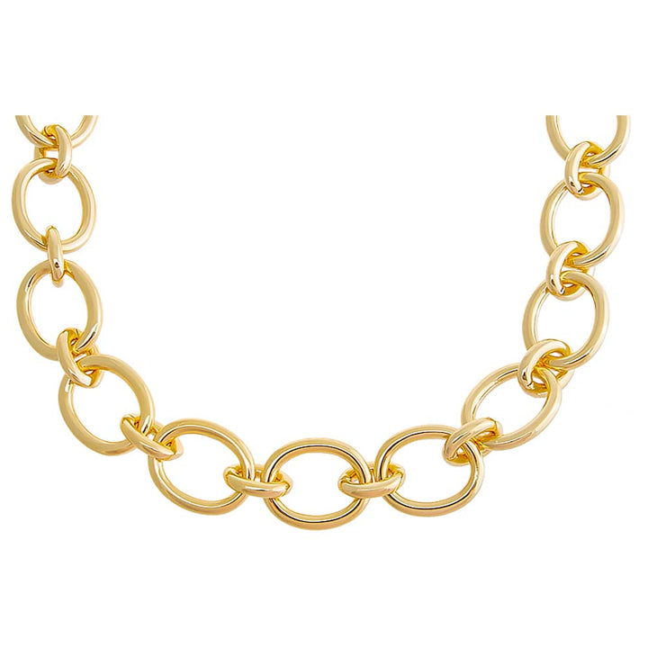 Gold Solid Open Circle Link Choker Necklace - Adina Eden's Jewels