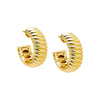 Gold Solid Ridged Open Hoop Earring - Adina Eden's Jewels
