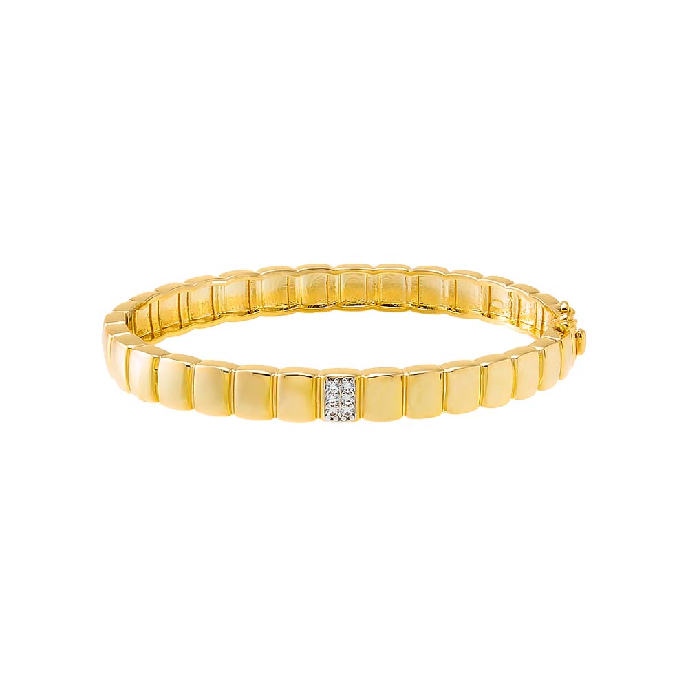  Pave Accented Ridged Box Bangle Bracelet - Adina Eden's Jewels