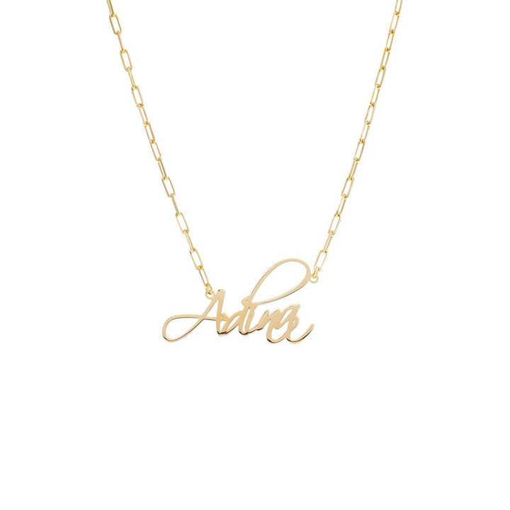 Gold Solid Script Name Link Necklace - Adina Eden's Jewels