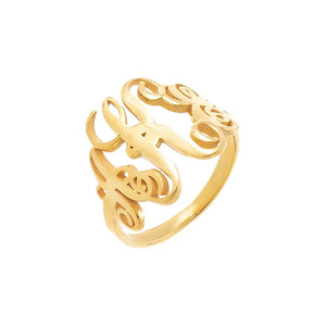 Gold / 5 / 3 Solid Mongram Name Ring - Adina Eden's Jewels
