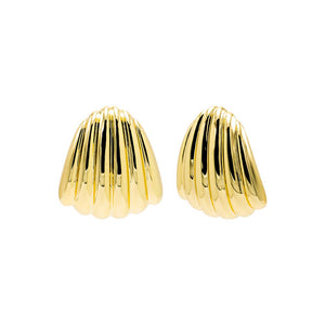Gold Solid Ridged Shell On The Ear Stud Earring - Adina Eden's Jewels