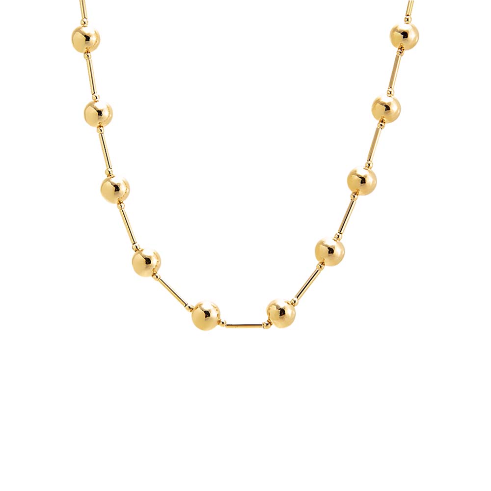 Gold Solid Ball X Bar Necklace - Adina Eden's Jewels