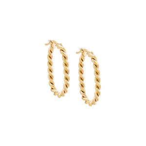 Gold / 35 MM Elongated Twist Hoop Earring - Adina Eden's Jewels