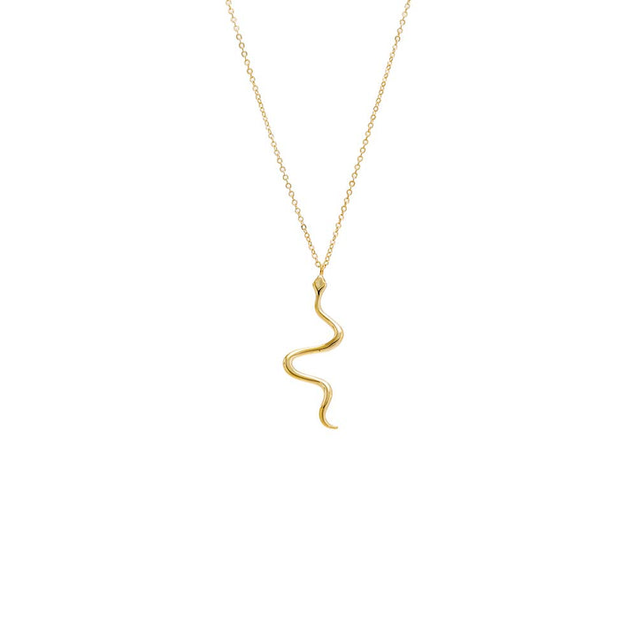 Gold Solid Snake Pendant Necklace - Adina Eden's Jewels
