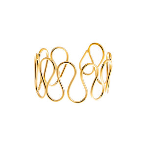 Gold Solid Looped Open Cuff Bangle Bracelet - Adina Eden's Jewels