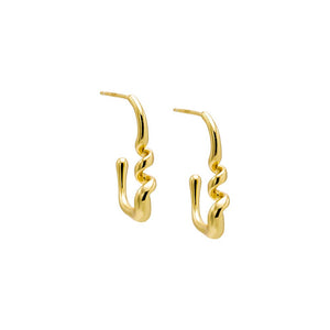Gold Solid Squiggly Looped Open Hoop Earring - Adina Eden's Jewels